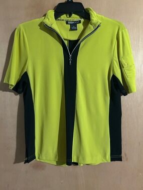DKNY Golf Neon Yellow & Black Zip Polo